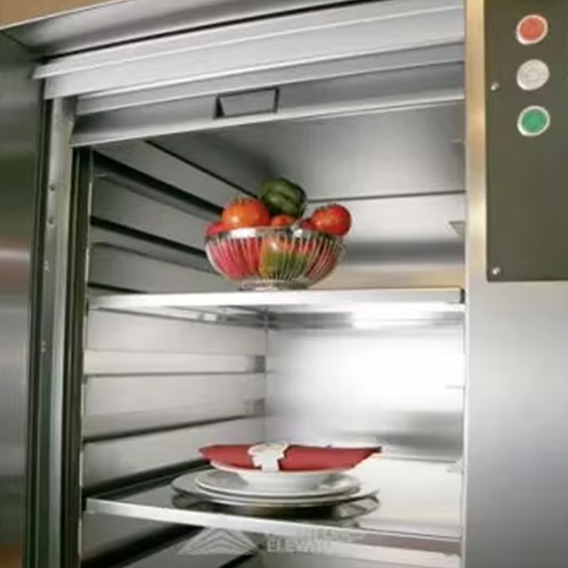 VTEF108 sähköinen vaihteistoton AC-dumbwaiter-hissi PVC-lattialla ravintola- ja hotellikeittiöpalveluun