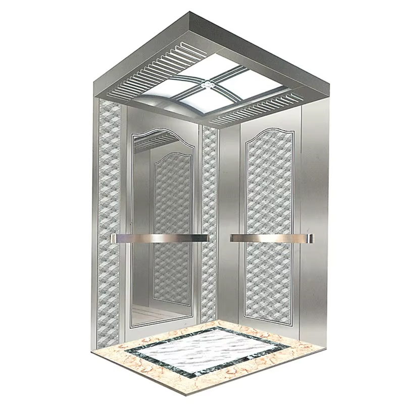 VTEP121 Hot Selling NV malli 6-8 henkilöä 630kg Vaihteeton AC Moderni Hissirakennus Matkustajahissi ruostumattomasta teräksestä PVC-lattialla