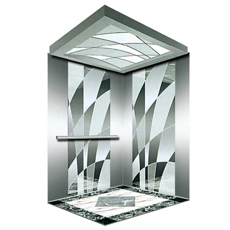 VTEP121 Hot Selling NV malli 6-8 henkilöä 630kg Vaihteeton AC Moderni Hissirakennus Matkustajahissi ruostumattomasta teräksestä PVC-lattialla